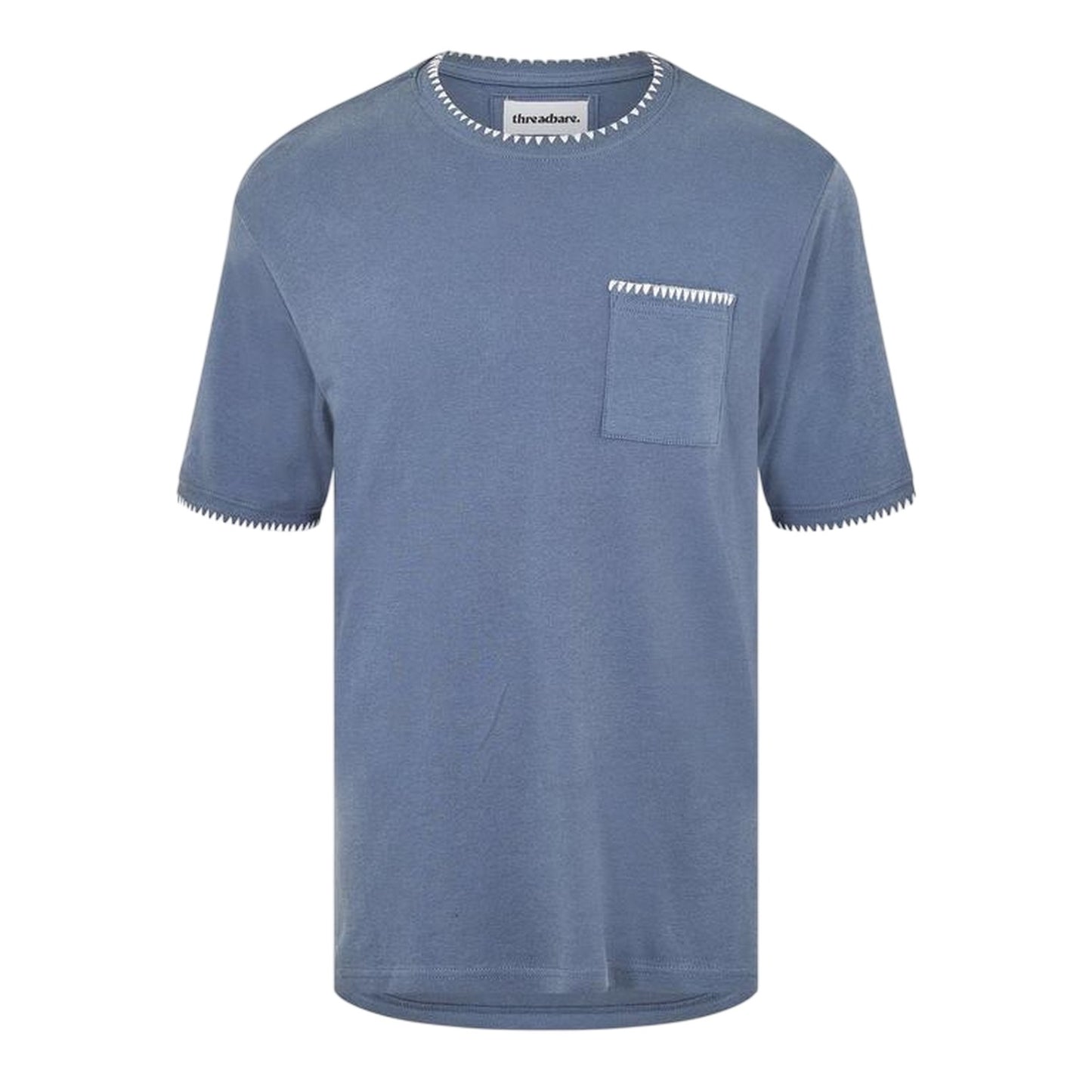 Stonewash Denim-Ecru - Front - Threadbare Mens Perth Knitted T-Shirt