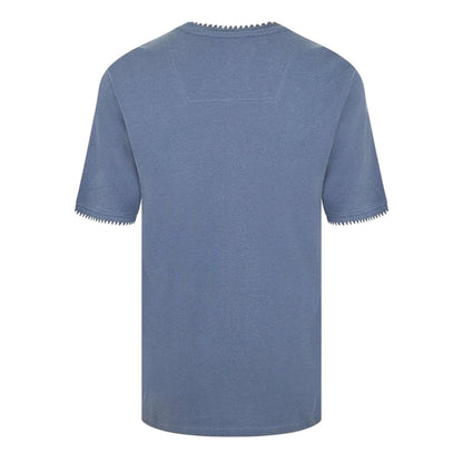 Stonewash Denim-Ecru - Back - Threadbare Mens Perth Knitted T-Shirt