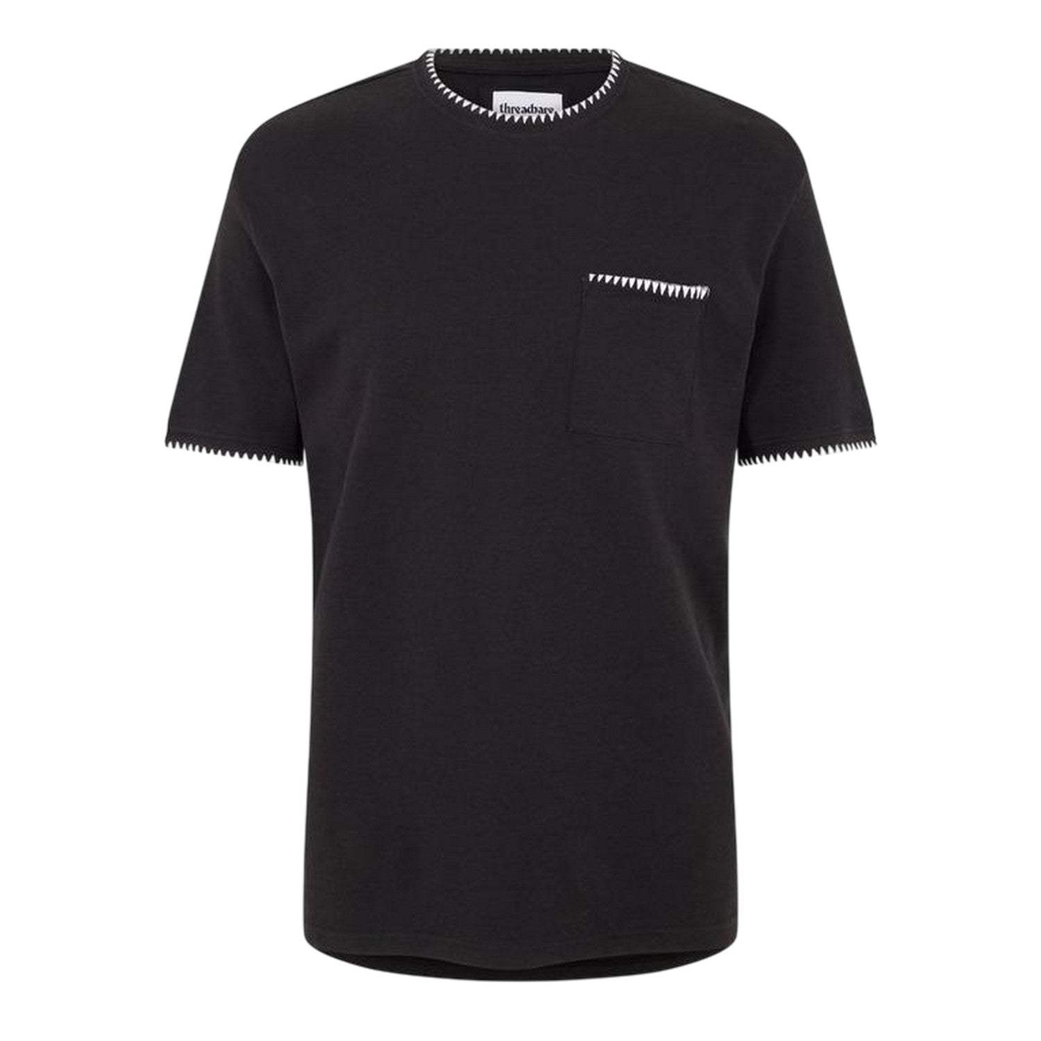 Black-Ecru - Front - Threadbare Mens Perth Knitted T-Shirt