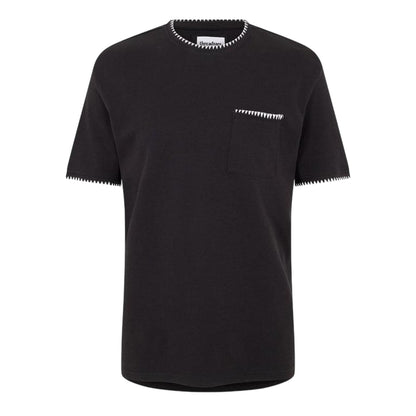 Black-Ecru - Front - Threadbare Mens Perth Knitted T-Shirt