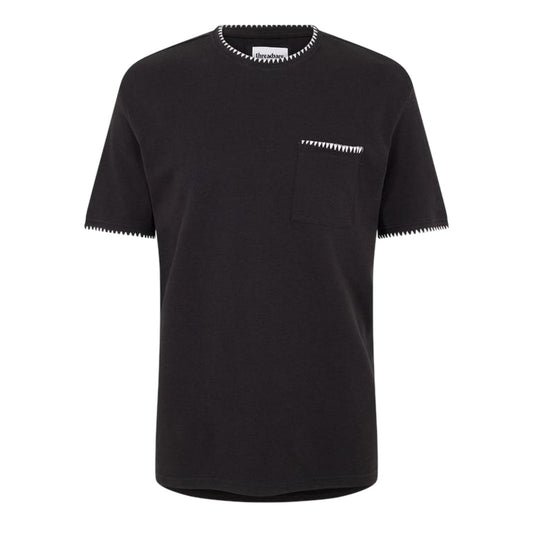 Black-Ecru - Front - Threadbare Mens Perth Knitted T-Shirt