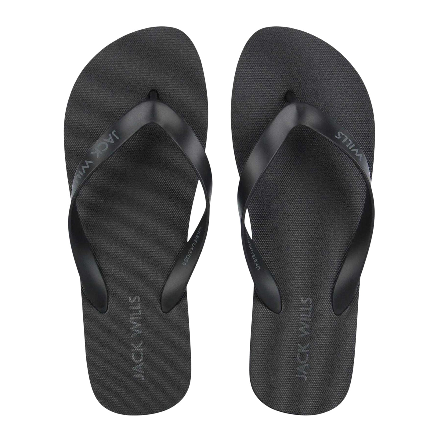 Black - Side - Jack Wills Unisex Adult Rubber Casual Flat Flip Flops