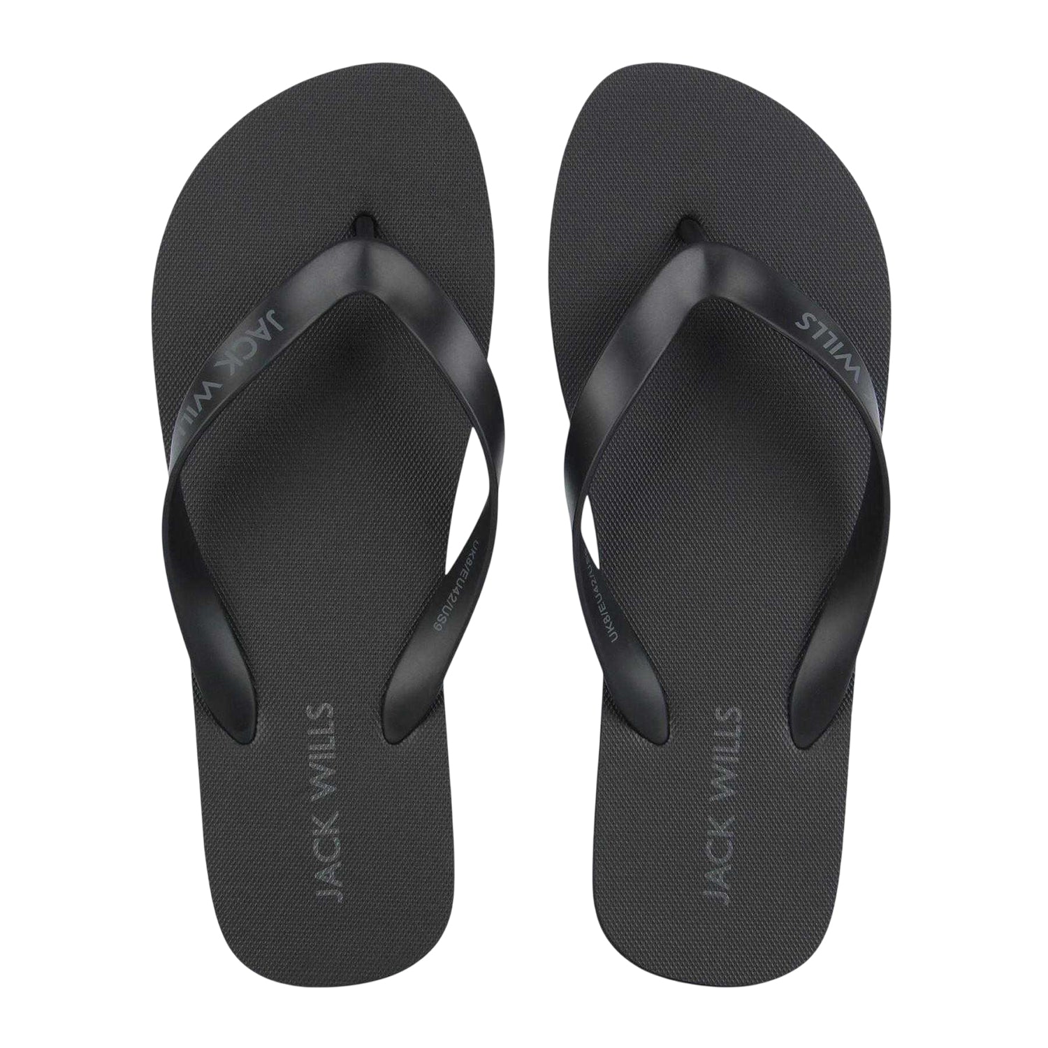 Black - Side - Jack Wills Unisex Adult Rubber Casual Flat Flip Flops