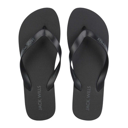Black - Side - Jack Wills Unisex Adult Rubber Casual Flat Flip Flops