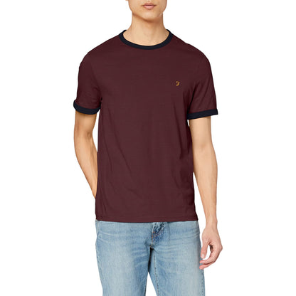 Red - Front - Farah Mens Ringer Embroidered T-Shirt