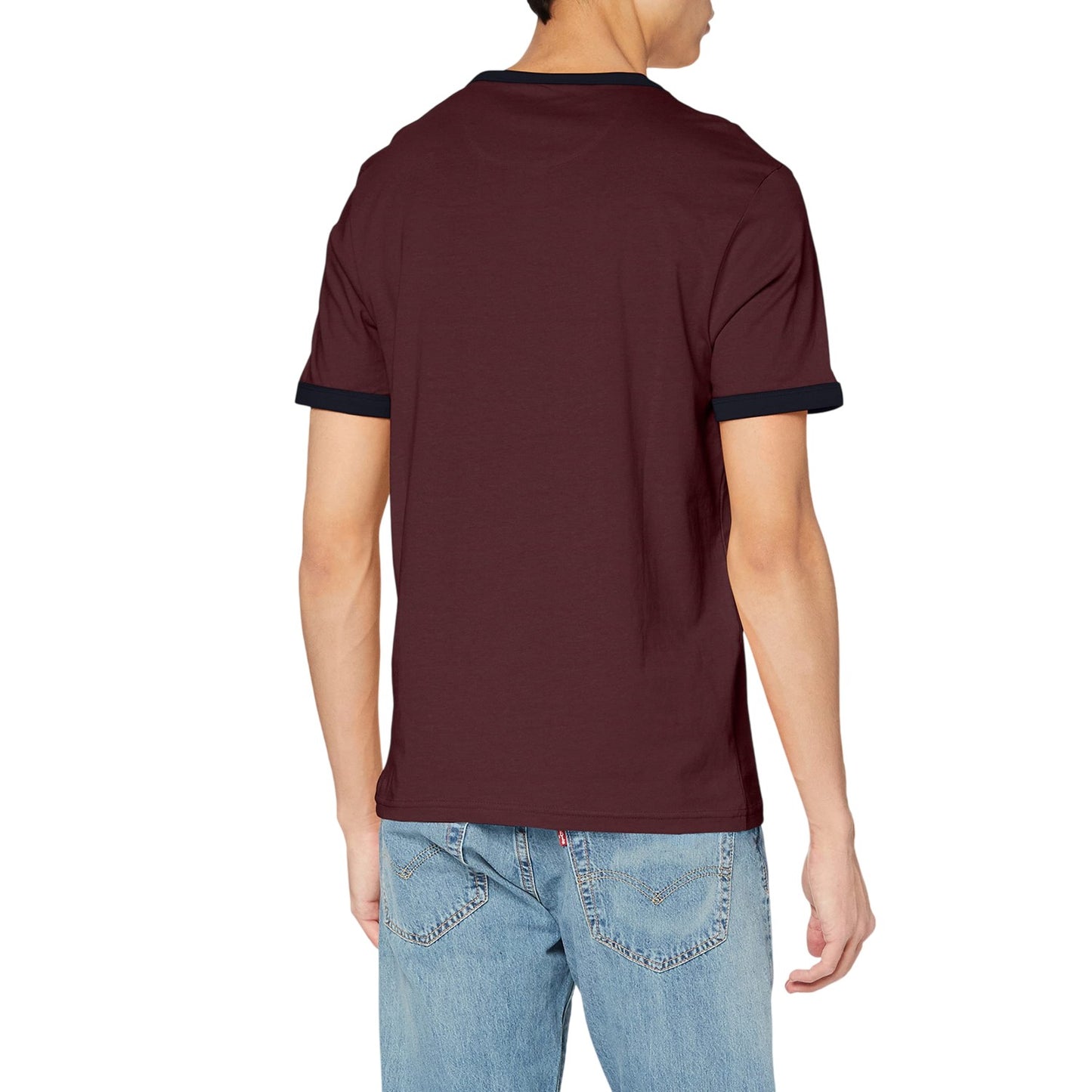 Red - Back - Farah Mens Ringer Embroidered T-Shirt