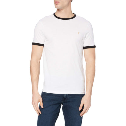 White - Front - Farah Mens Ringer Embroidered T-Shirt