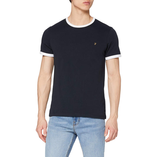 Navy Blue - Front - Farah Mens Ringer Embroidered T-Shirt