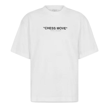 White-Black - Front - Off White Mens Chess Move Casual T-Shirt