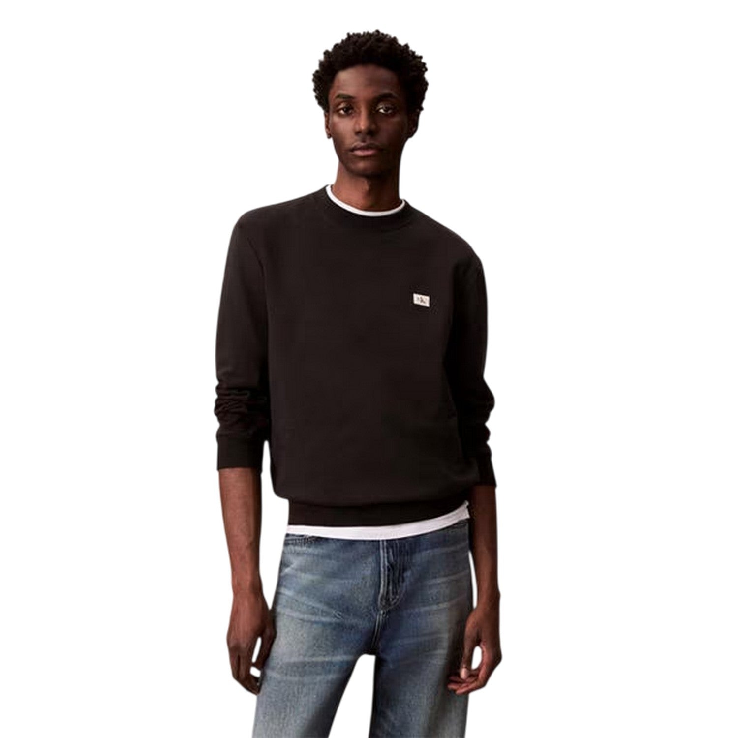 Black - Side - Calvin Klein Mens Woven Sweatshirt