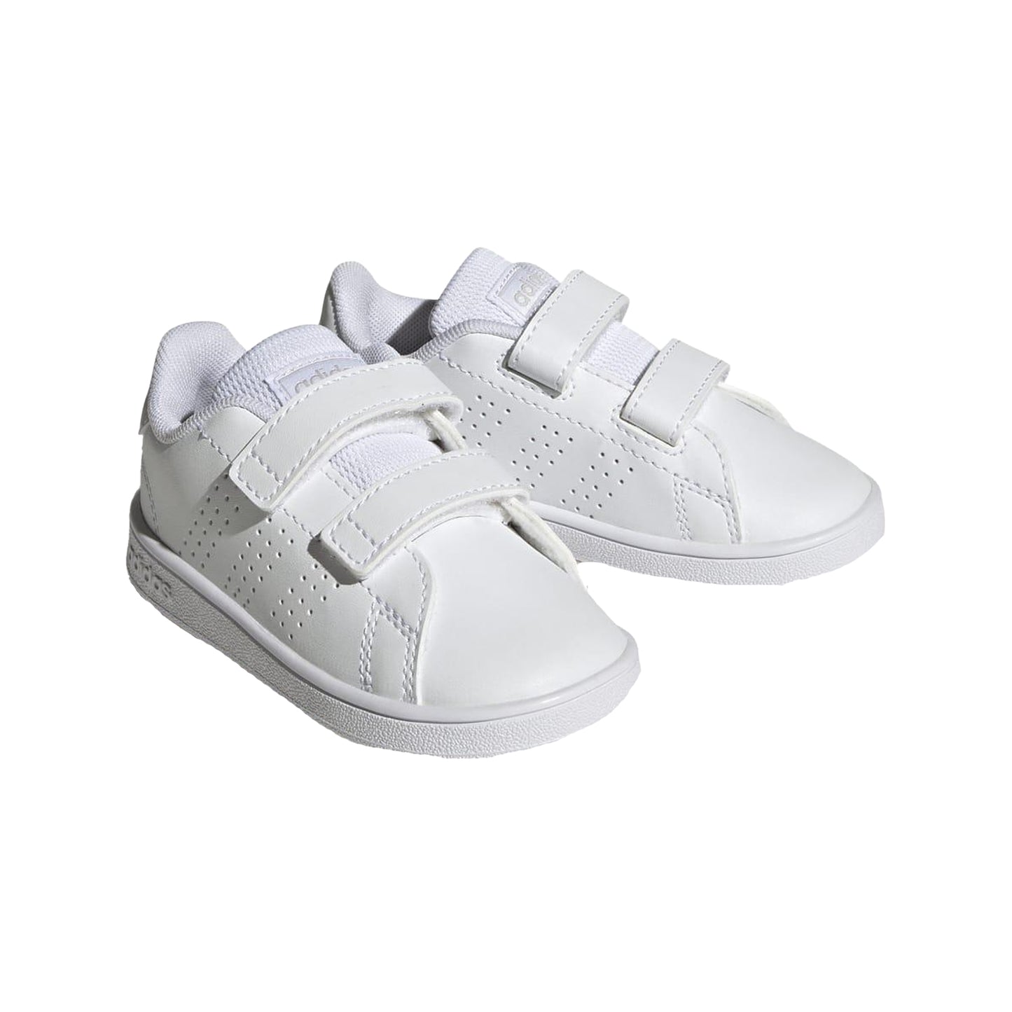 White-Grey - Pack Shot - Adidas Childrens-Kids Advantage Court Lifestyle Trainers