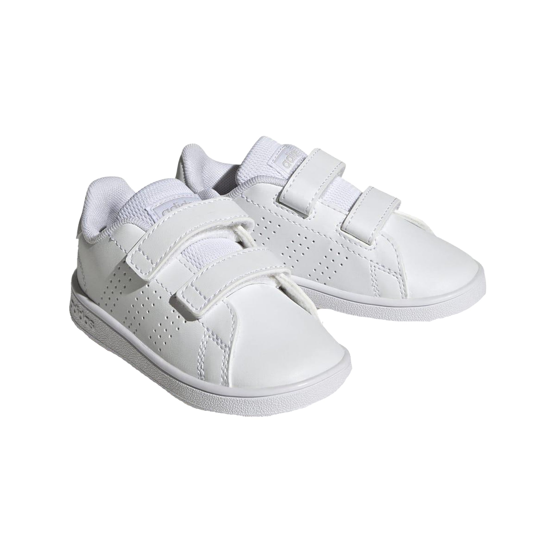 White-Grey - Pack Shot - Adidas Childrens-Kids Advantage Court Lifestyle Trainers