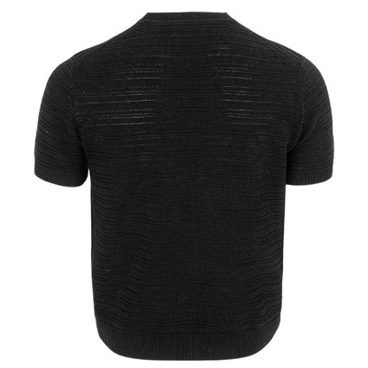 Black - Back - Firetrap Mens Knitted Crew Neck T-Shirt