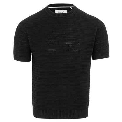 Black - Front - Firetrap Mens Knitted Crew Neck T-Shirt