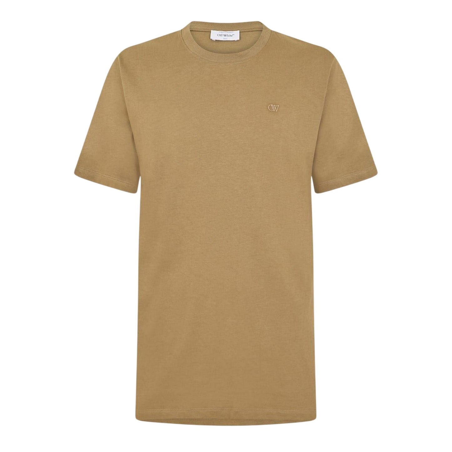 Beige - Front - Off-White Mens Logo Cotton Slim T-Shirt