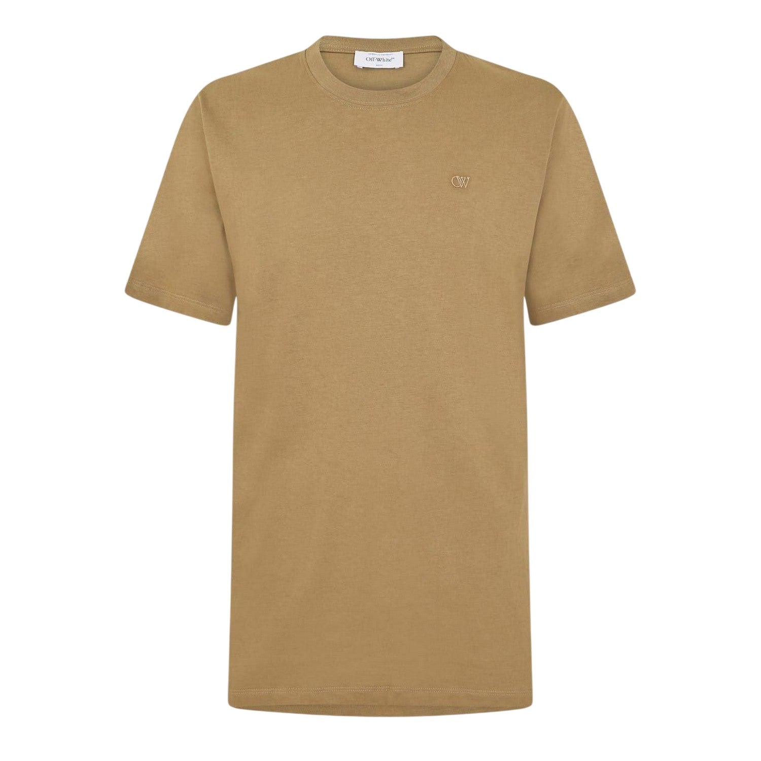 Beige - Front - Off-White Mens Logo Cotton Slim T-Shirt