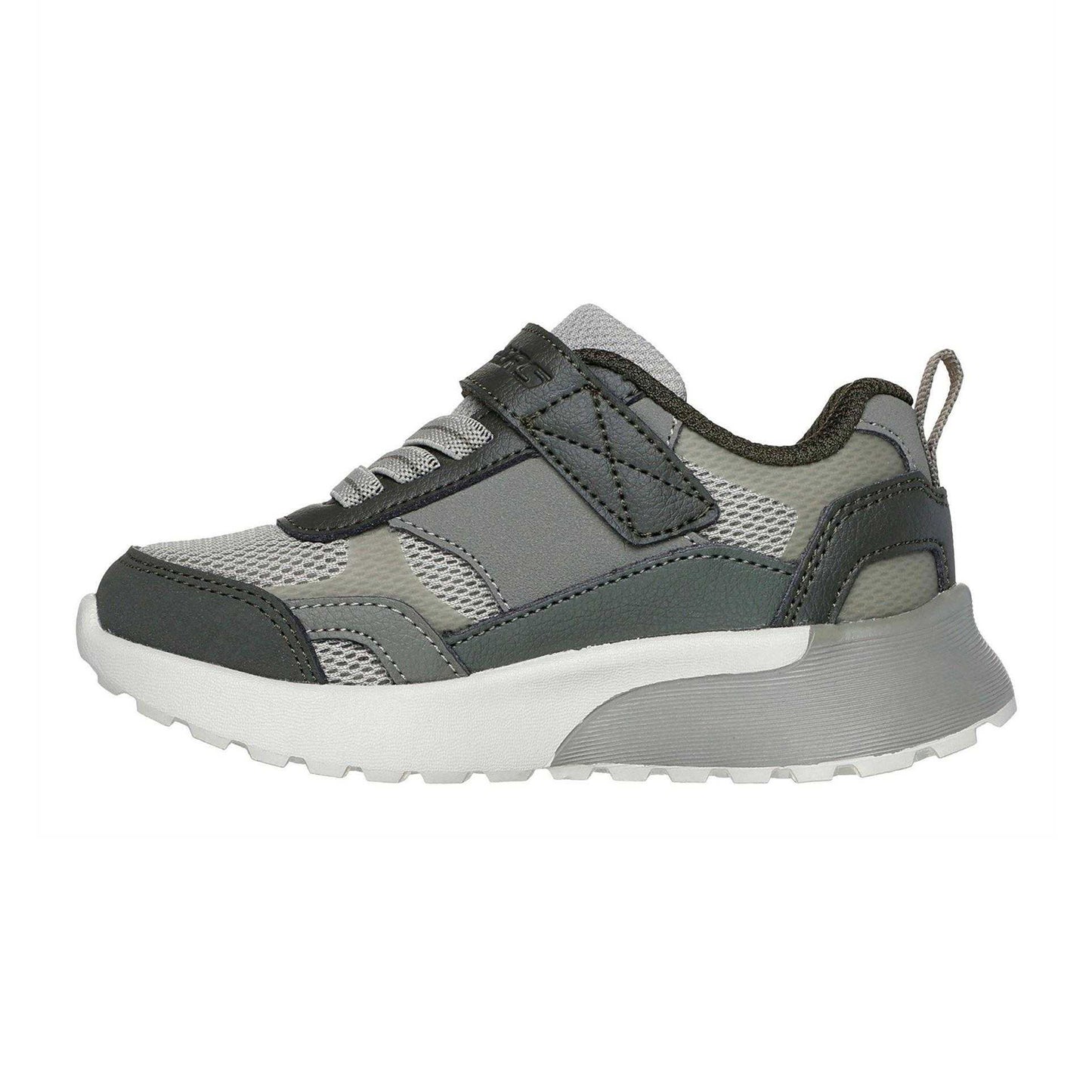 Olive - Back - Skechers Childrens-Kids SKX 225 Leather Trainers