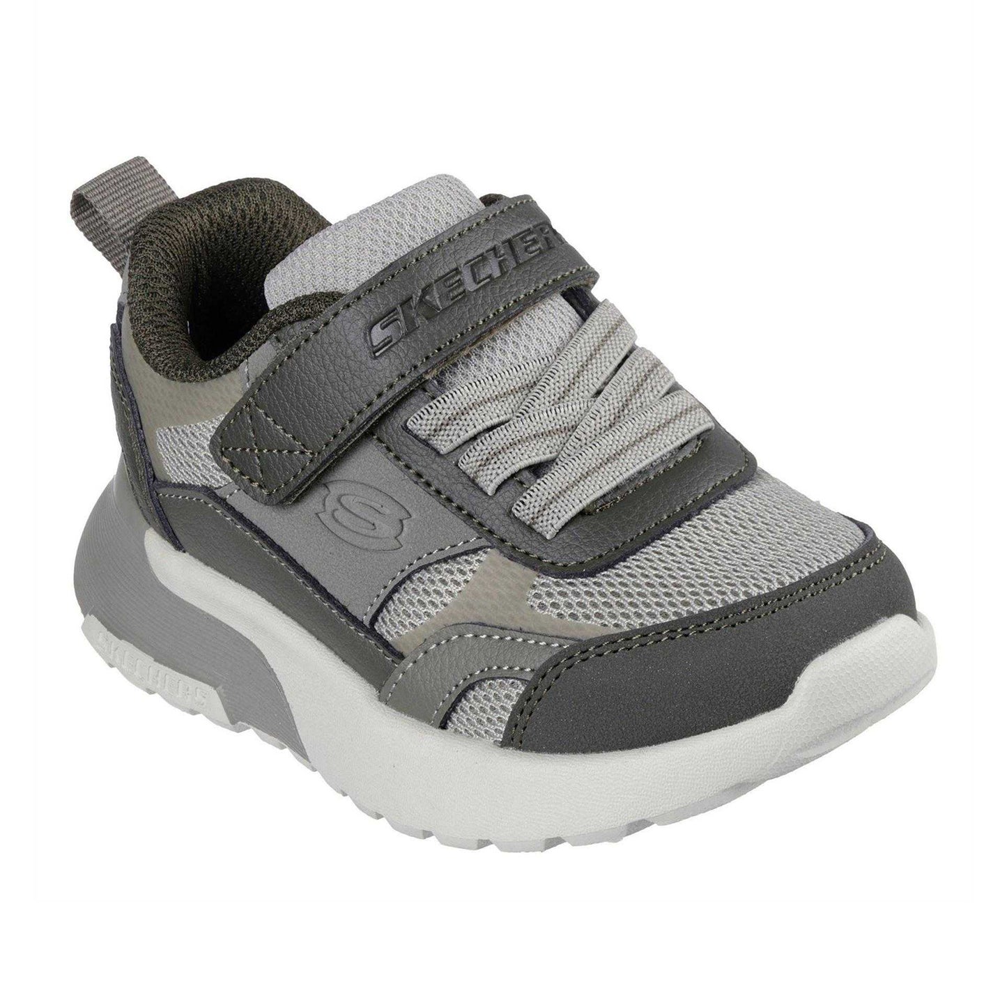 Olive - Front - Skechers Childrens-Kids SKX 225 Leather Trainers