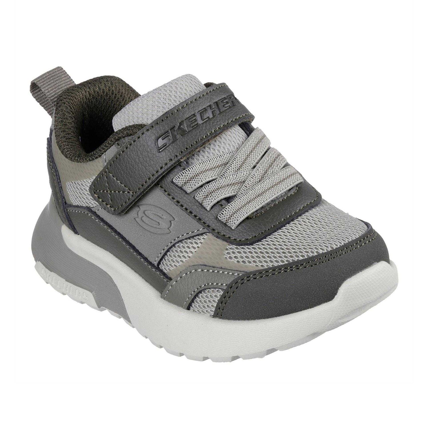 Olive - Front - Skechers Childrens-Kids SKX 225 Leather Trainers