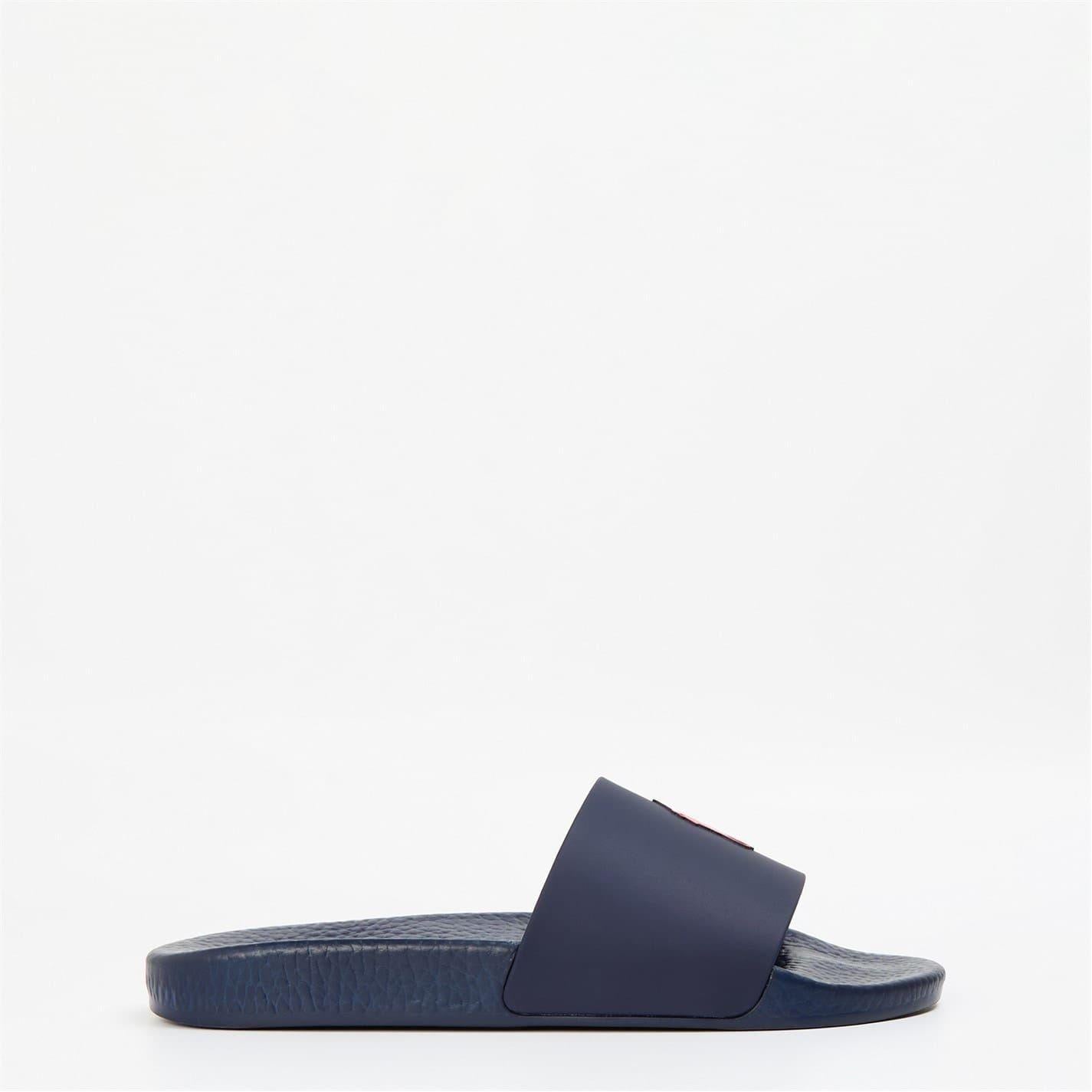 Navy-Red - Front - Ralph Lauren Mens Polo Moulded Footbed Pool Slides
