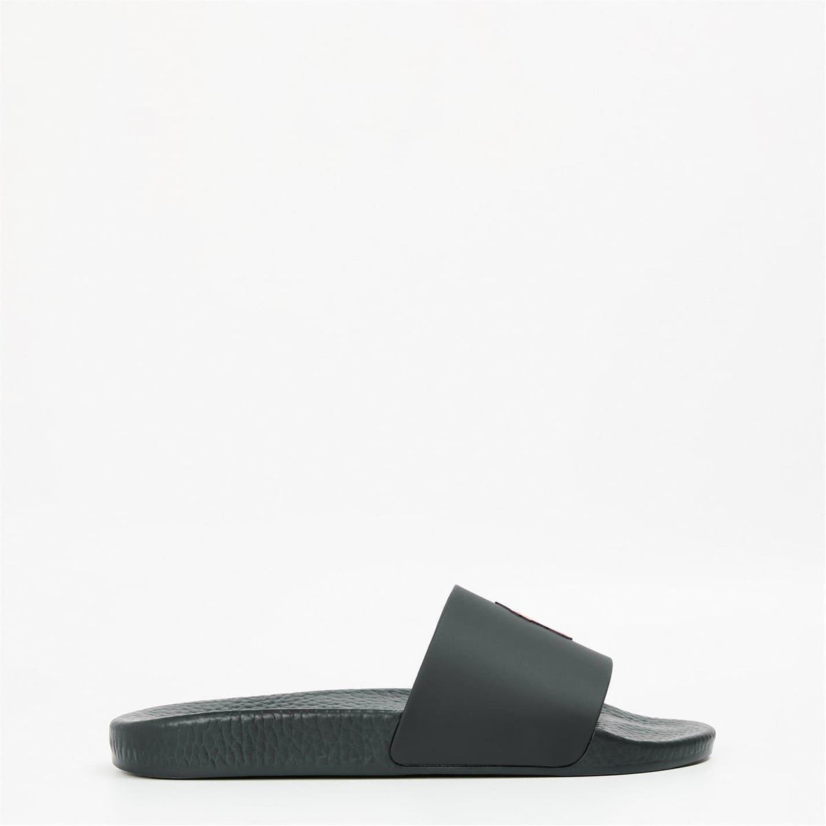 Black-Red - Front - Ralph Lauren Mens Polo Moulded Footbed Pool Slides