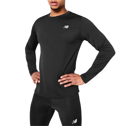 Black - Side - New Balance Mens Core Run Long-Sleeved T-Shirt