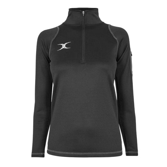 Black - Front - Gilbert Womens-Ladies Zip Neck Raglan Sweatshirt