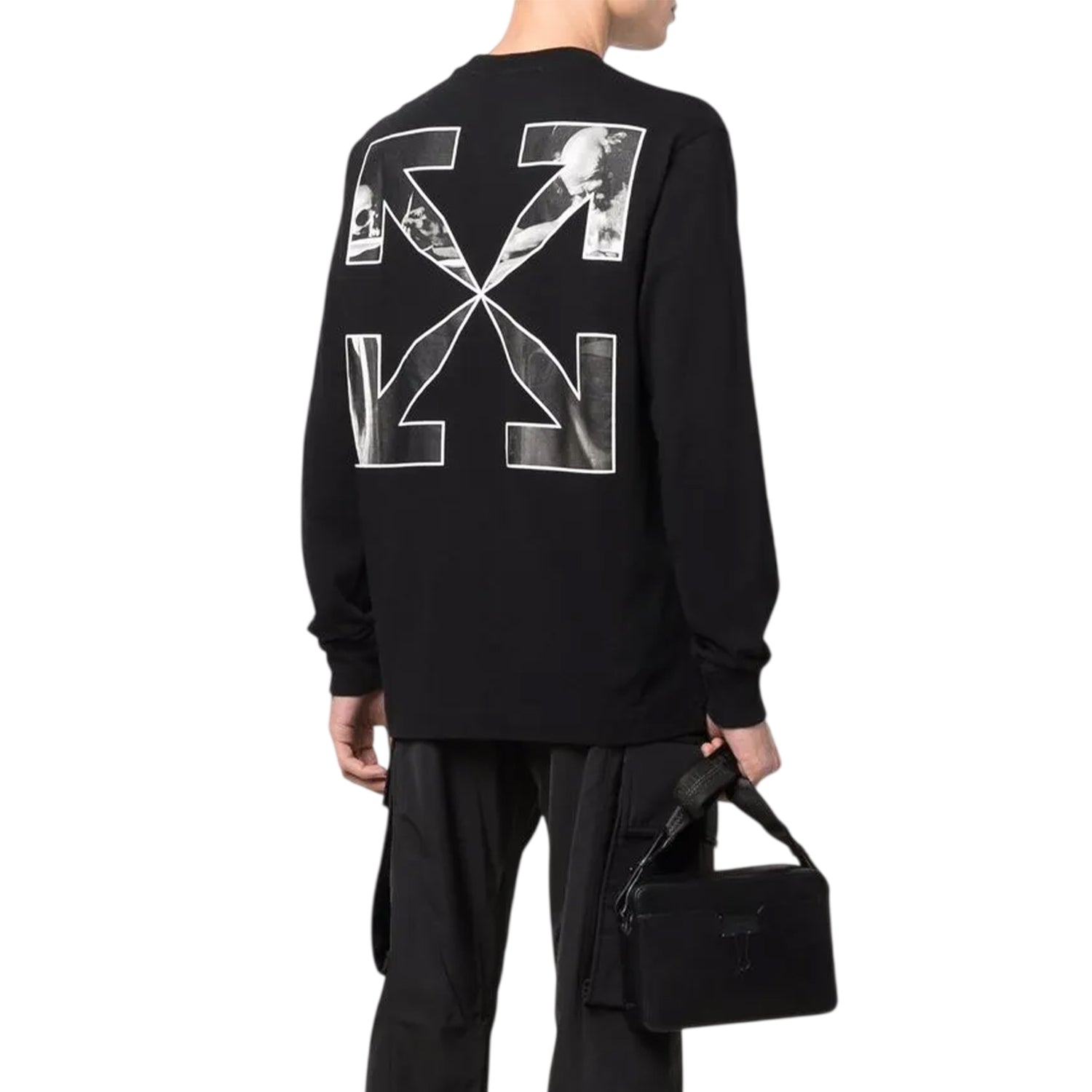 Black-Pink - Back - Off-White Mens Jersey Long-Sleeved T-Shirt