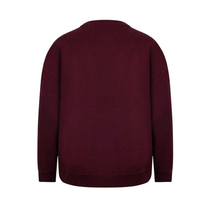 Burgundy - Back - Miso Womens-Ladies Bow Ribbed Collar Sweatshirt