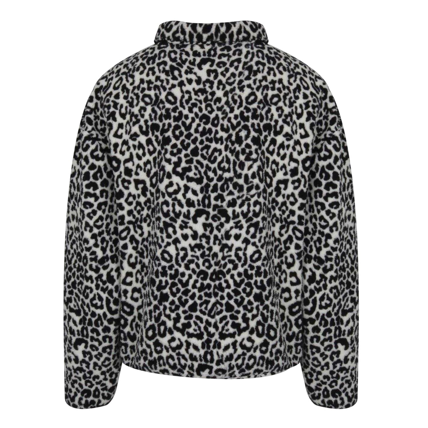White-Black - Back - SoulCal Womens-Ladies Leopard Borg Fleece Top