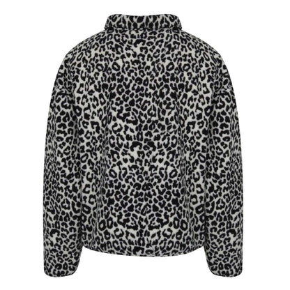 White-Black - Back - SoulCal Womens-Ladies Leopard Borg Fleece Top