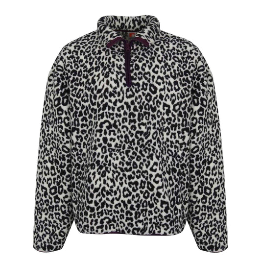 White-Black - Front - SoulCal Womens-Ladies Leopard Borg Fleece Top