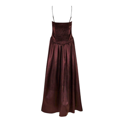 Chocolate - Back - AmyLynn Womens-Ladies Alexa Satin Maxi Dress