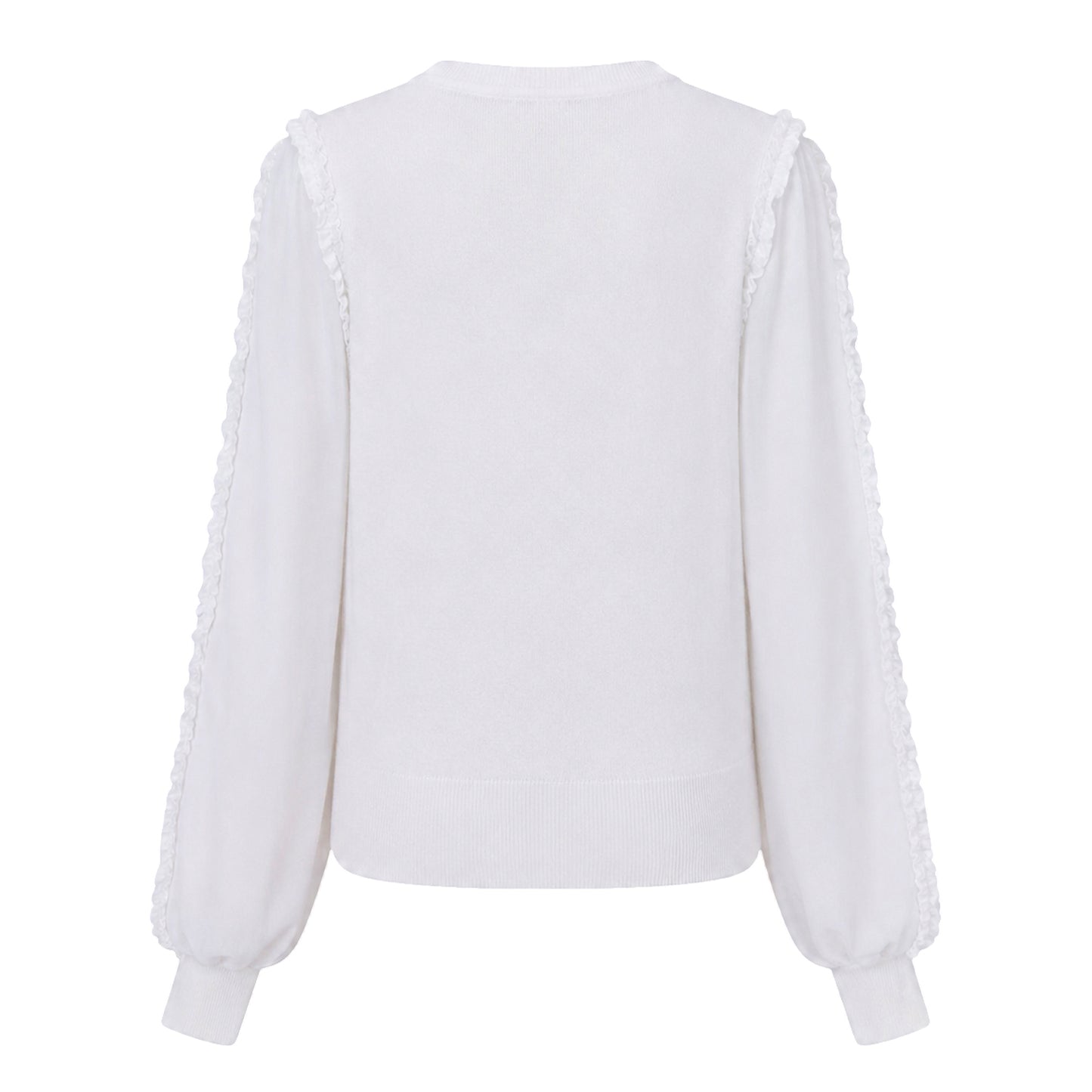 White - Back - French Connection Womens-Ladies Krista Ruffle Trim Sweater Top
