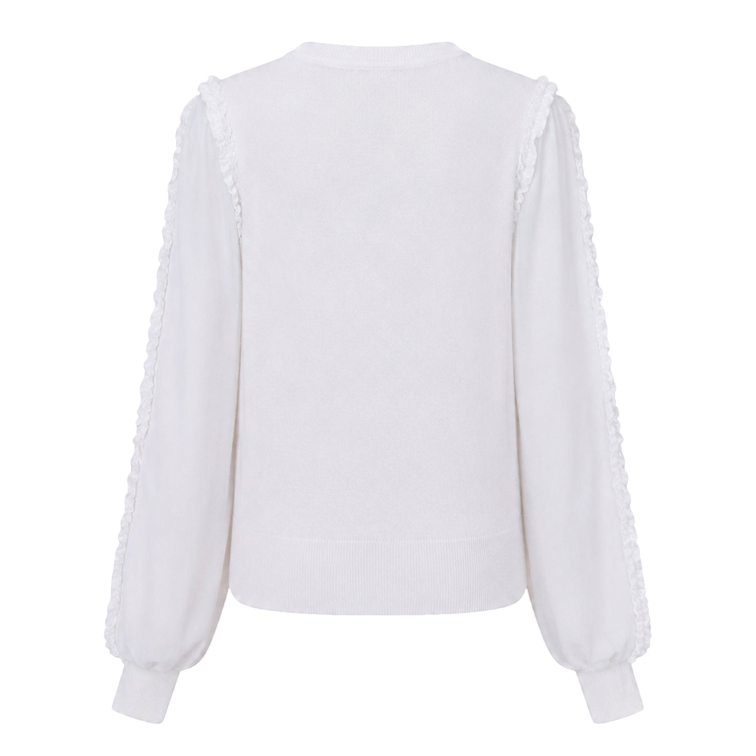 White - Back - French Connection Womens-Ladies Krista Ruffle Trim Sweater Top