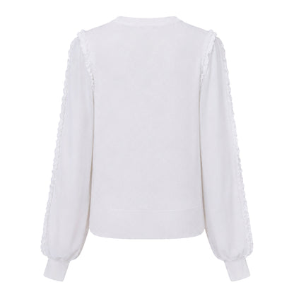 White - Back - French Connection Womens-Ladies Krista Ruffle Trim Sweater Top