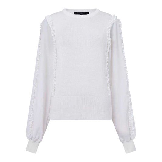 White - Front - French Connection Womens-Ladies Krista Ruffle Trim Sweater Top
