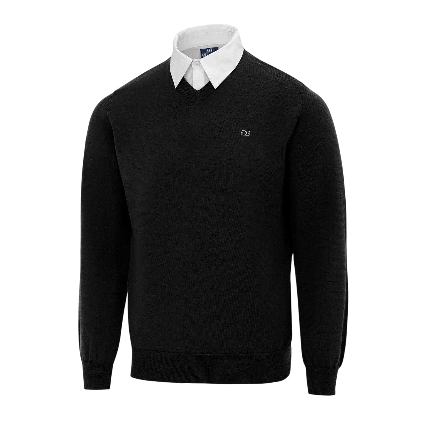 Black - Side - Giorgio Mens Knitted V Neck Jumper