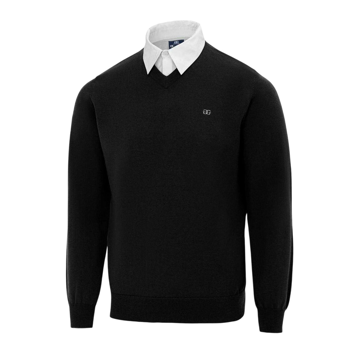 Black - Side - Giorgio Mens Knitted V Neck Jumper