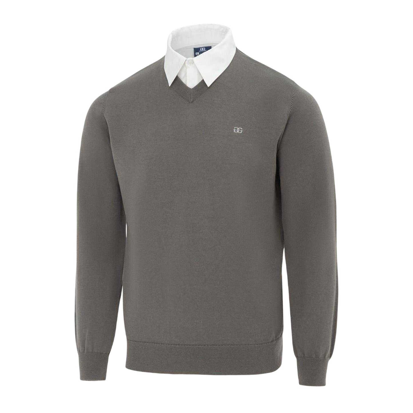 Slate - Side - Giorgio Mens Knitted V Neck Jumper