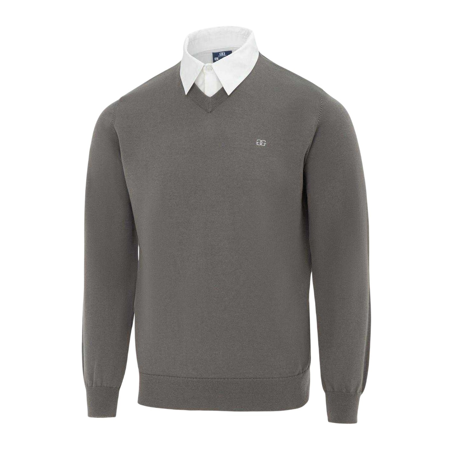 Slate - Side - Giorgio Mens Knitted V Neck Jumper