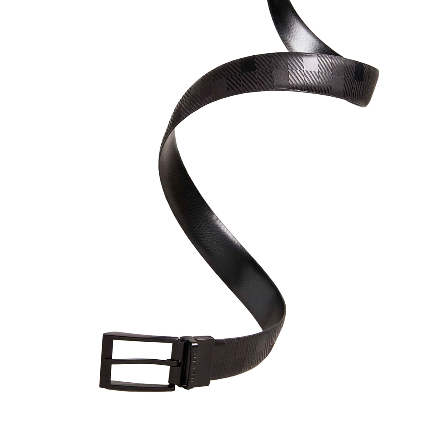 Black - Back - Ted Baker Checkinn House Checked Leather Belt