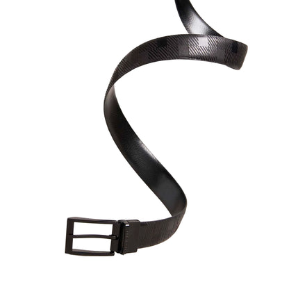 Black - Back - Ted Baker Checkinn House Checked Leather Belt