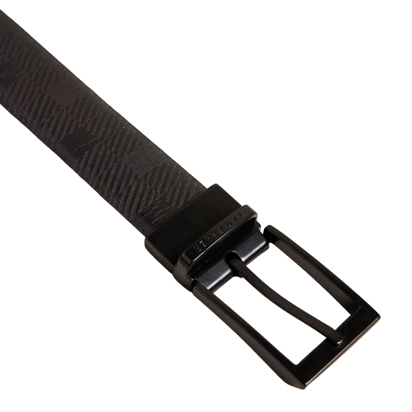Black - Side - Ted Baker Checkinn House Checked Leather Belt