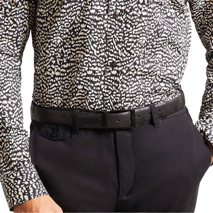 Black - Lifestyle - Ted Baker Checkinn House Checked Leather Belt