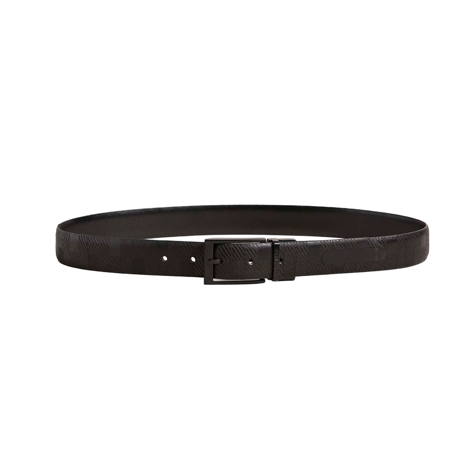 Black - Front - Ted Baker Checkinn House Checked Leather Belt