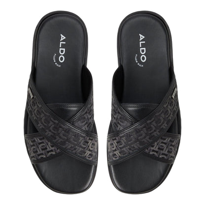 Black - Lifestyle - Where´s That From Womens-Ladies Floral Pattern Raffia Flat Slides