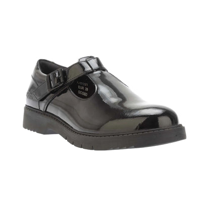 Black - Front - Kickers Girls Finley Patent Leather T-Bar Shoes