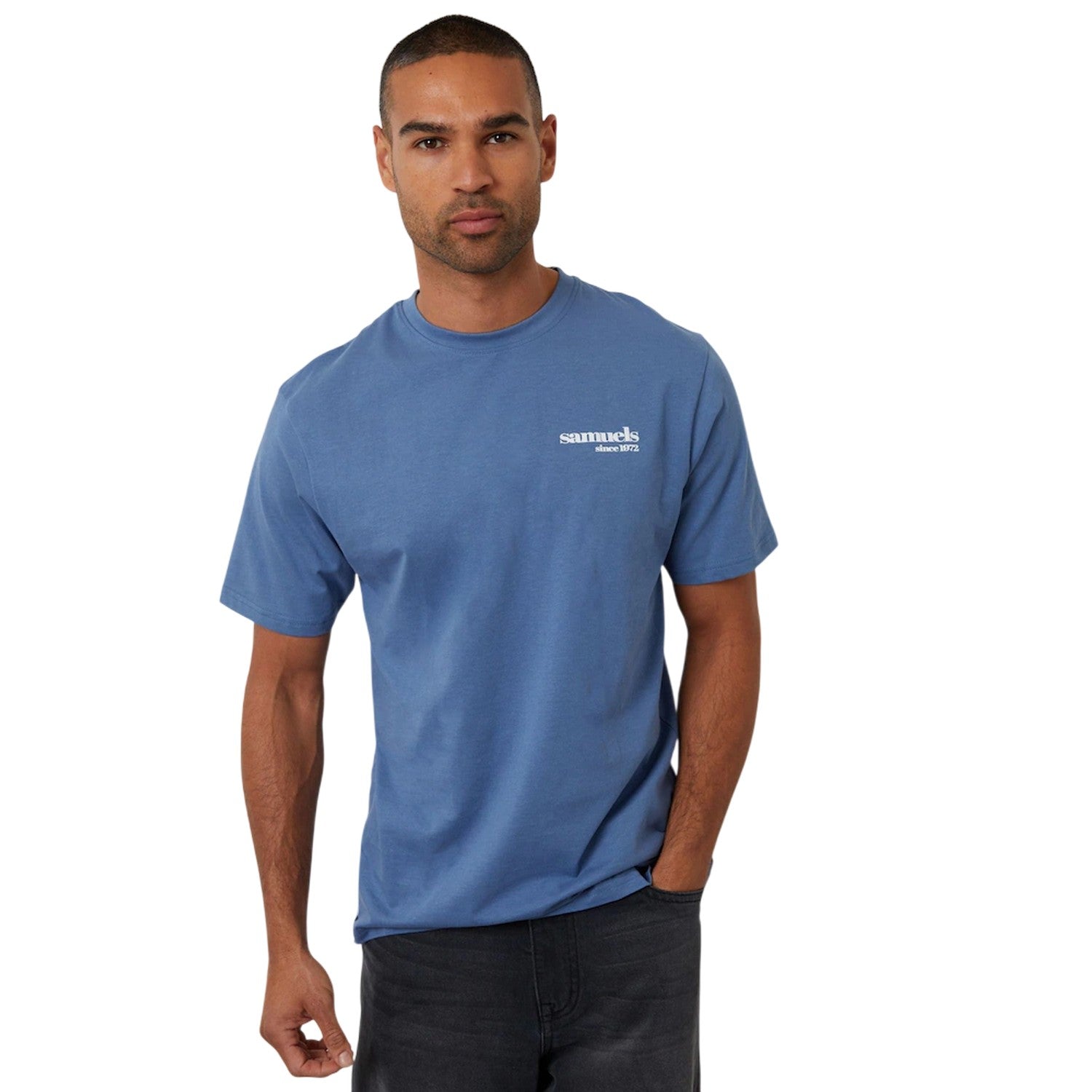 Denim Blue - Front - Threadbare Mens Samuels Regular T-Shirt