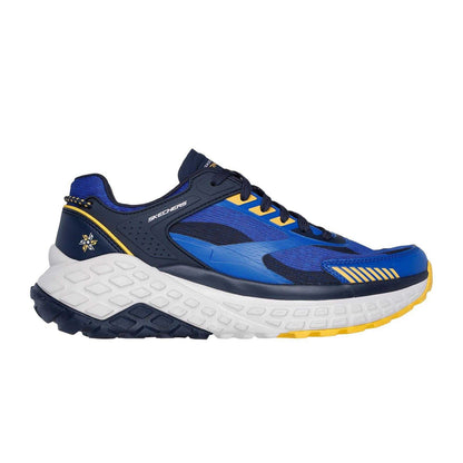 Blue - Side - Skechers Mens Monster Evo Leather Low Cut Running Trainers